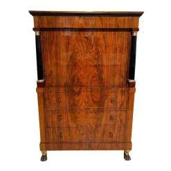 Pamono Biedermeier Secretary in Walnut and Maple, 1820