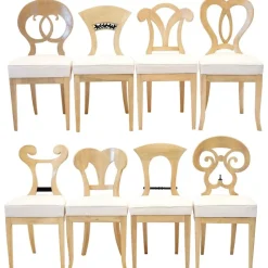 Pamono Biedermeier Style White Eclectica Dining Chairs by Silvio Piattelli, Set of 8> Seating