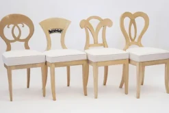 Pamono Biedermeier Style White Eclectica Dining Chairs by Silvio Piattelli, Set of 8><noscript><img width=