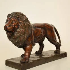 Best Pamono Big German Art Deco Lion Sculpture in Ceramic, Terracotta Copper, 1930