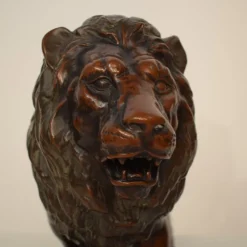 Best Pamono Big German Art Deco Lion Sculpture in Ceramic, Terracotta Copper, 1930