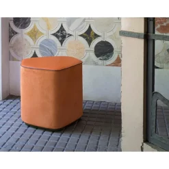 Pamono Big Pouf in Vegetable Leather with Suede and Poplar Plywood by Oscar Maschera><noscript><img width=