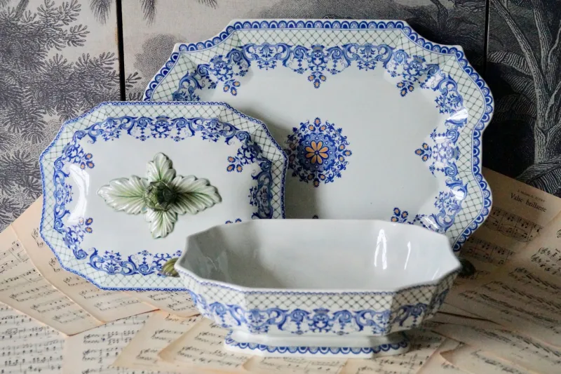 Clearance Pamono Big Vintage Gien France Tureen with Underplate