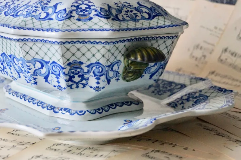 Clearance Pamono Big Vintage Gien France Tureen with Underplate