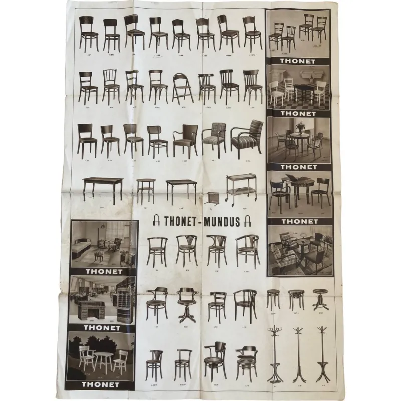 Best Pamono Big Vintage Thonet Furniture Poster, 1920s