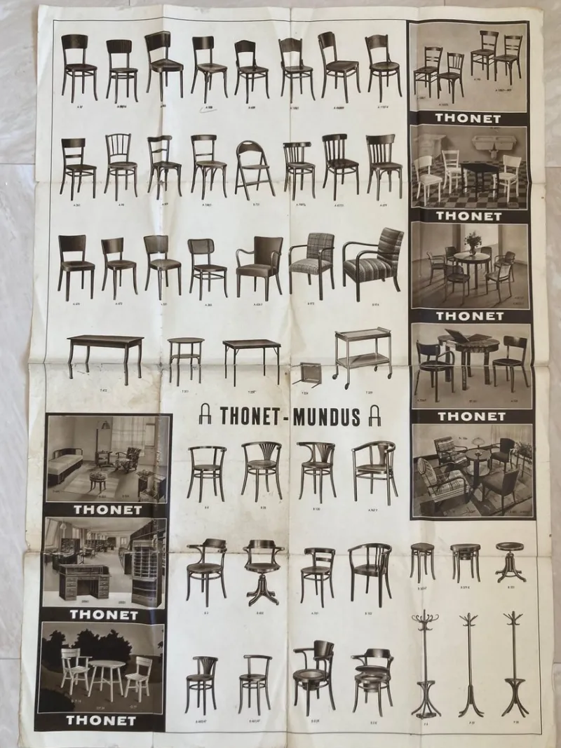 Best Pamono Big Vintage Thonet Furniture Poster, 1920s