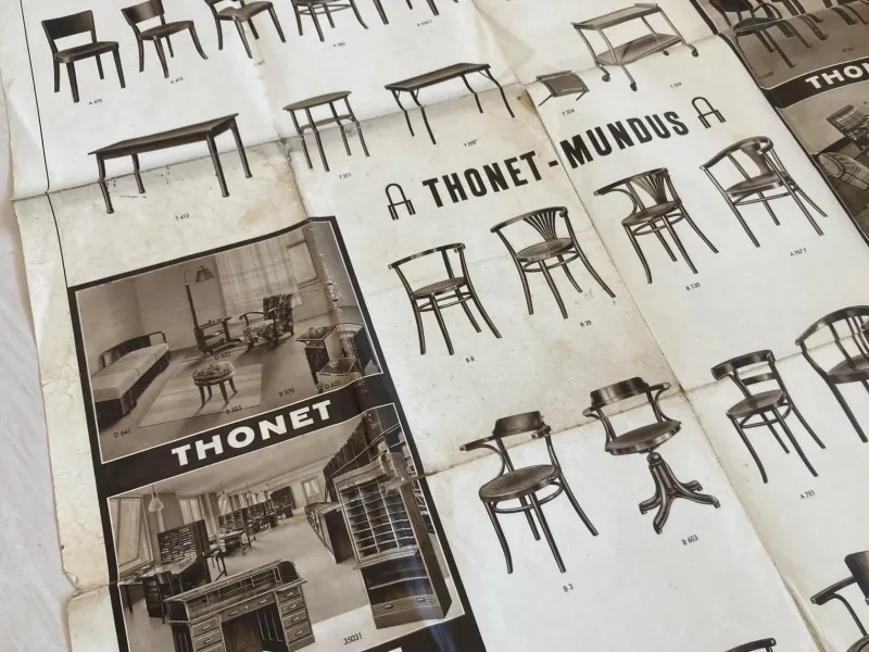 Best Pamono Big Vintage Thonet Furniture Poster, 1920s