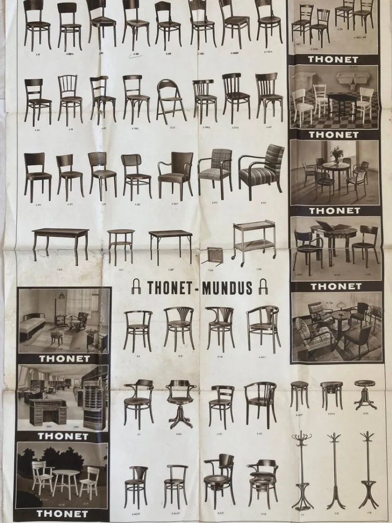 Best Pamono Big Vintage Thonet Furniture Poster, 1920s