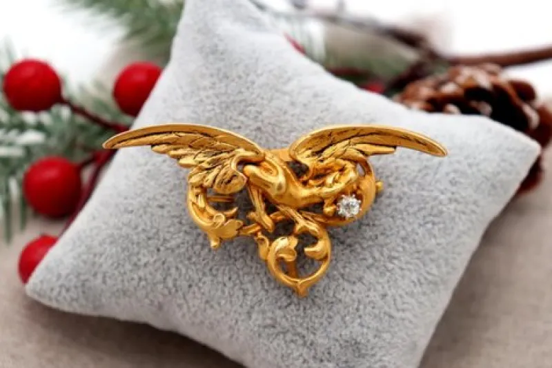 Online Pamono Bird Shaped Gold Brooch