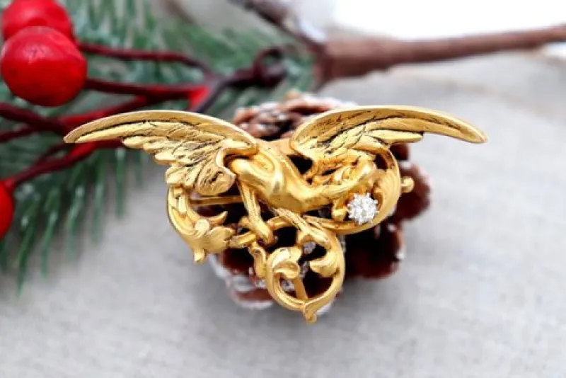 Online Pamono Bird Shaped Gold Brooch