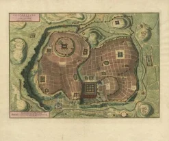 Pamono Birds Eye Plan of the Ancient City of Jerusalem Based on Records, 1725> Wall Decor