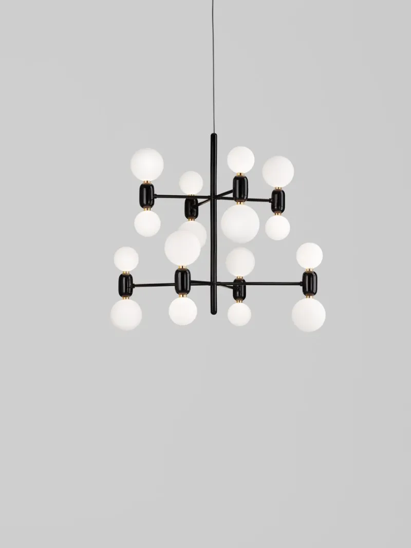 Discount Pamono Black Aballs Chandelier 8 by Parachilna