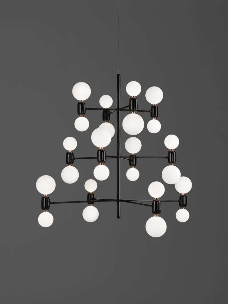 Discount Pamono Black Aballs Chandelier 8 by Parachilna