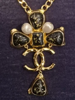 New Pamono Black and Gold Chanel Necklace Pendant from Chanel