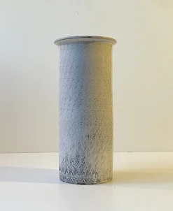 Pamono Black and White Ash Glazes Cylindrical Vase by Svend Hammershøi for Herman A. Kähler, 1930s> Vases