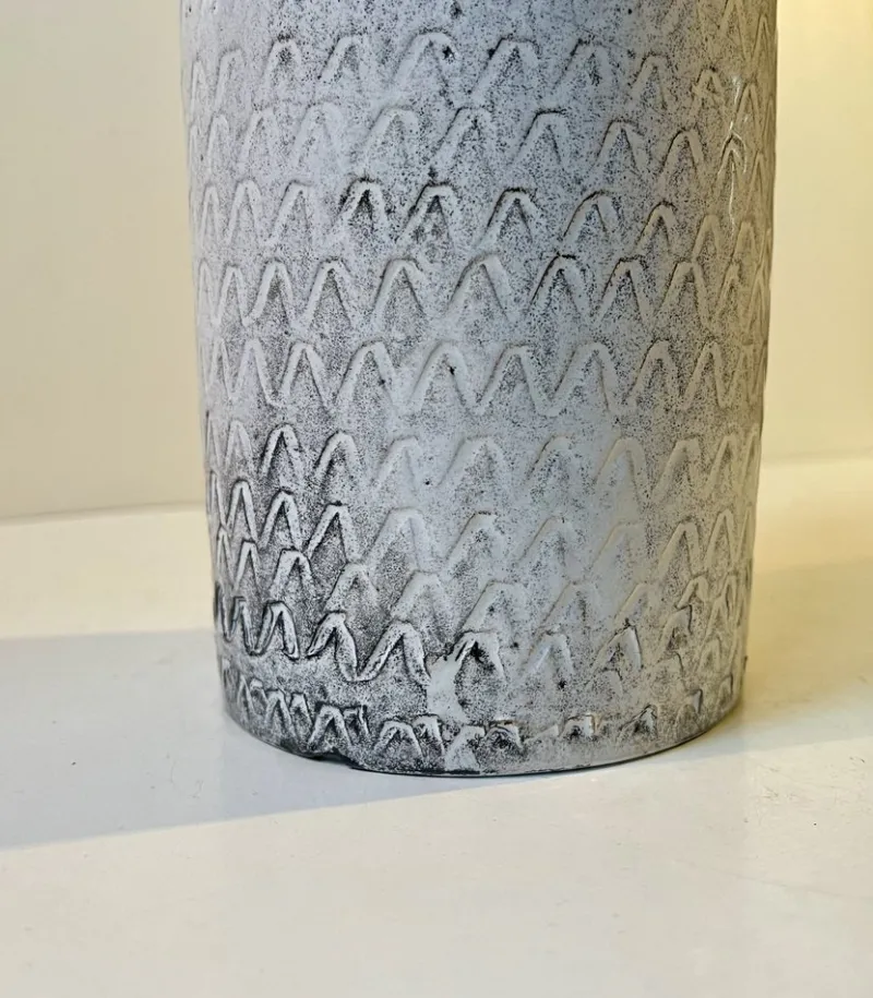 Pamono Black and White Ash Glazes Cylindrical Vase by Svend Hammershøi for Herman A. Kähler, 1930s> Vases