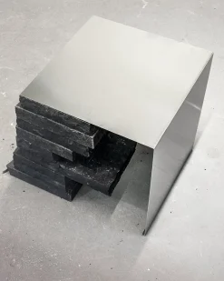 Pamono Black Basalt and Stainless Steel Coffee Table by Case Studios> Tables