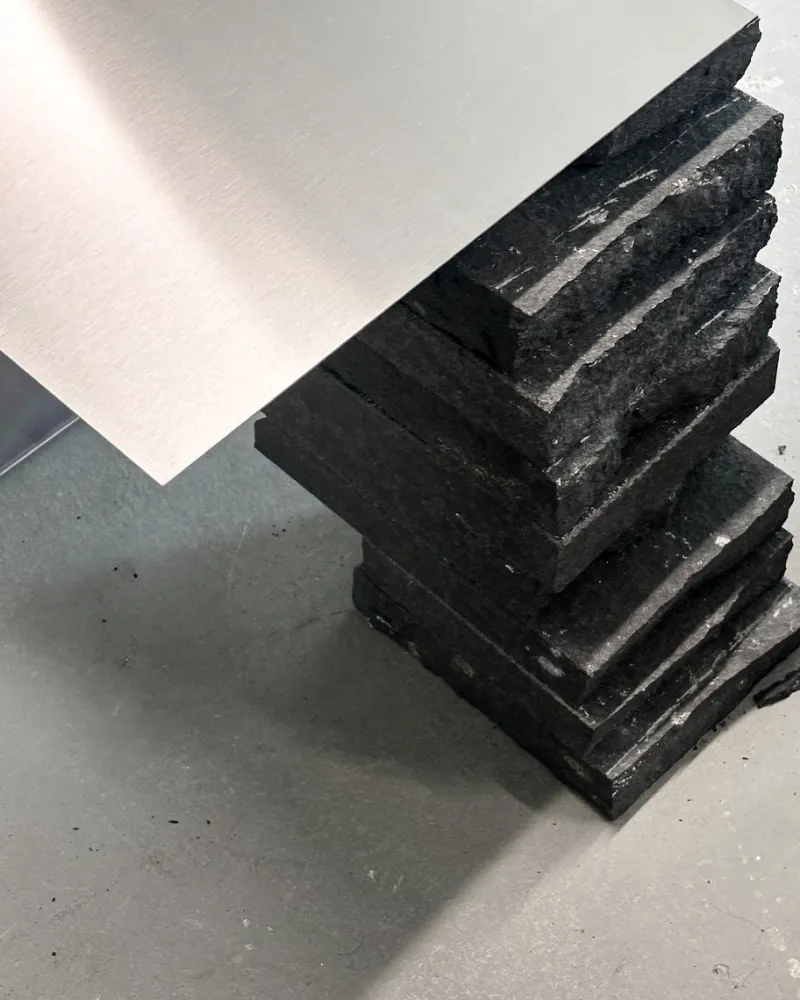 Pamono Black Basalt and Stainless Steel Coffee Table by Case Studios> Tables