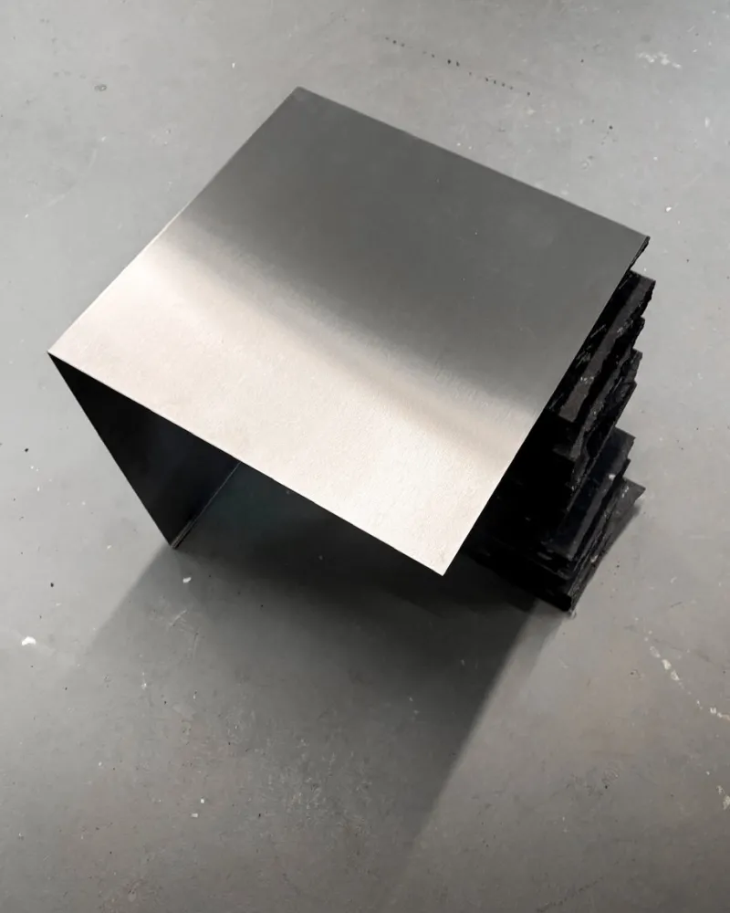 Pamono Black Basalt and Stainless Steel Coffee Table by Case Studios> Tables