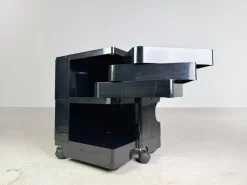 Pamono Black Bobby Storage Side Table by Joe Colombo, Italy, 1970s
