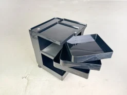 Pamono Black Bobby Storage Side Table by Joe Colombo, Italy, 1970s