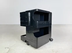 Pamono Black Bobby Storage Side Table by Joe Colombo, Italy, 1970s