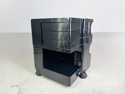 Pamono Black Bobby Storage Side Table by Joe Colombo, Italy, 1970s