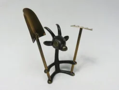 Discount Pamono Black Cactus Cutlery Billy Goat with Small Shovel and Rake in Brass by Walter Bosse, 1950s