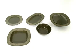 Clearance Pamono Black Earthenware Serving Set by Antonia Campi, 1965, Set of 5