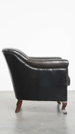 Pamono Black Grained Cowhide Armchair> Lounge Chairs & Armchairs