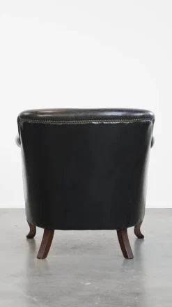 Pamono Black Grained Cowhide Armchair> Lounge Chairs & Armchairs