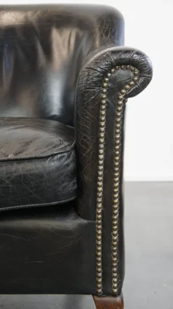 Pamono Black Grained Cowhide Armchair><noscript><img width=