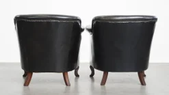 Outlet Pamono Black Grained Cowhide Armchairs, Set of 2