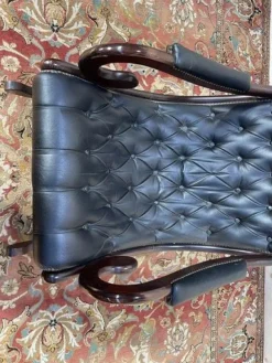 Pamono Black Leather Chesterfield Rocking Chair><noscript><img width=