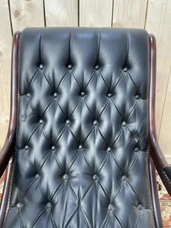 Pamono Black Leather Chesterfield Rocking Chair><noscript><img width=