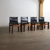 Discount Pamono Black Leather Monk Dining Chairs by Afra and Tobia Scarpa for Molteni, Italy, 1974, Set of 4