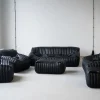 Sale Pamono Black Leather Sandra Sofa Set by Annie Hieronimus for Ligne Roset, 1973, Set of 7