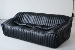 Sale Pamono Black Leather Sandra Sofa Set by Annie Hieronimus for Ligne Roset, 1973, Set of 7