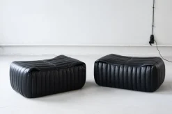 Sale Pamono Black Leather Sandra Sofa Set by Annie Hieronimus for Ligne Roset, 1973, Set of 7