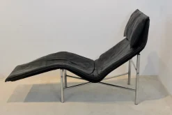 Pamono Black Leather Skye Chaise Longue by Tord Björklund for Ikea, 1970s