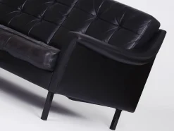 Hot Pamono Black Leather Sofa and 2 Armchairs, Germany, 1960s, Set of 3