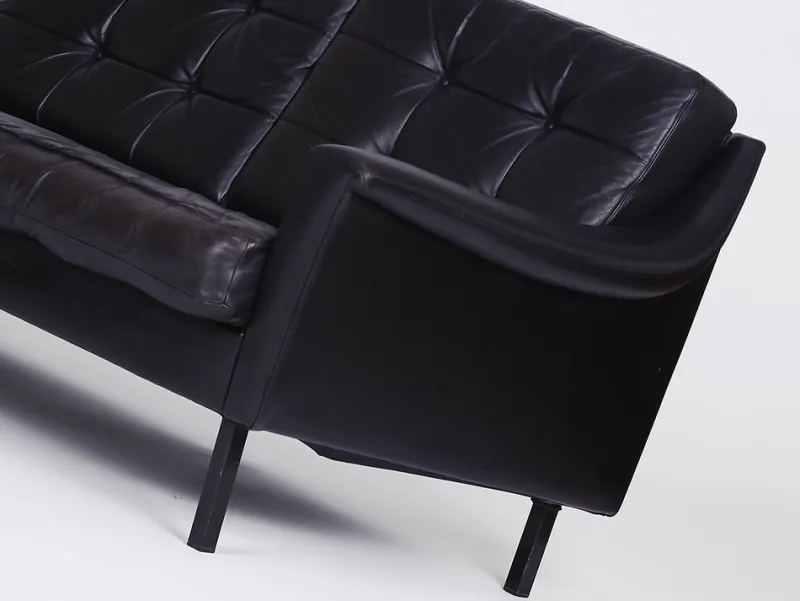 Hot Pamono Black Leather Sofa and 2 Armchairs, Germany, 1960s, Set of 3