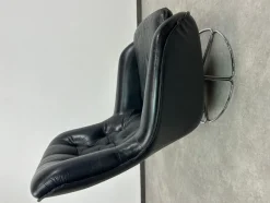 Pamono Black Leather Swivel Wingchair by Peem, 1960s><noscript><img width=