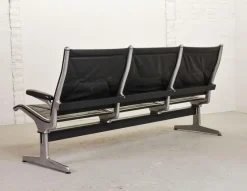 Best Pamono Black Leather Tandem Sling 3-Seater Airport Bench by Charles & Ray Eames for Herman Miller, 1962
