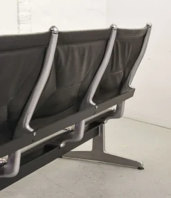 Best Pamono Black Leather Tandem Sling 3-Seater Airport Bench by Charles & Ray Eames for Herman Miller, 1962