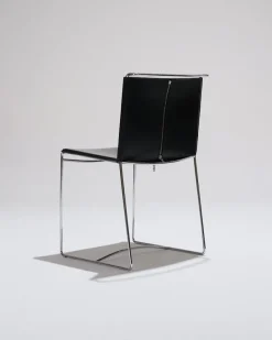 Pamono Black Leather Wire Chairs by Pascal Mourgue for Ligne Roset, 1990s, Set of 4><noscript><img width=