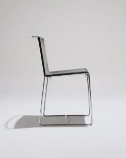 Pamono Black Leather Wire Chairs by Pascal Mourgue for Ligne Roset, 1990s, Set of 4><noscript><img width=