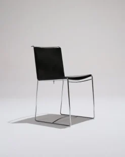 Pamono Black Leather Wire Chairs by Pascal Mourgue for Ligne Roset, 1990s, Set of 4><noscript><img width=