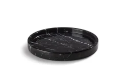 Pamono Black Marquina Marble Round Tray by Royal Bee Design> Tabletop|Trays