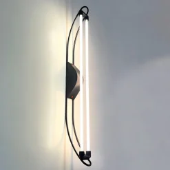 Pamono Black Neon Wall Lamp by Gian N. Gigante for Zerbetto, 1980s> Wall Lights & Sconces